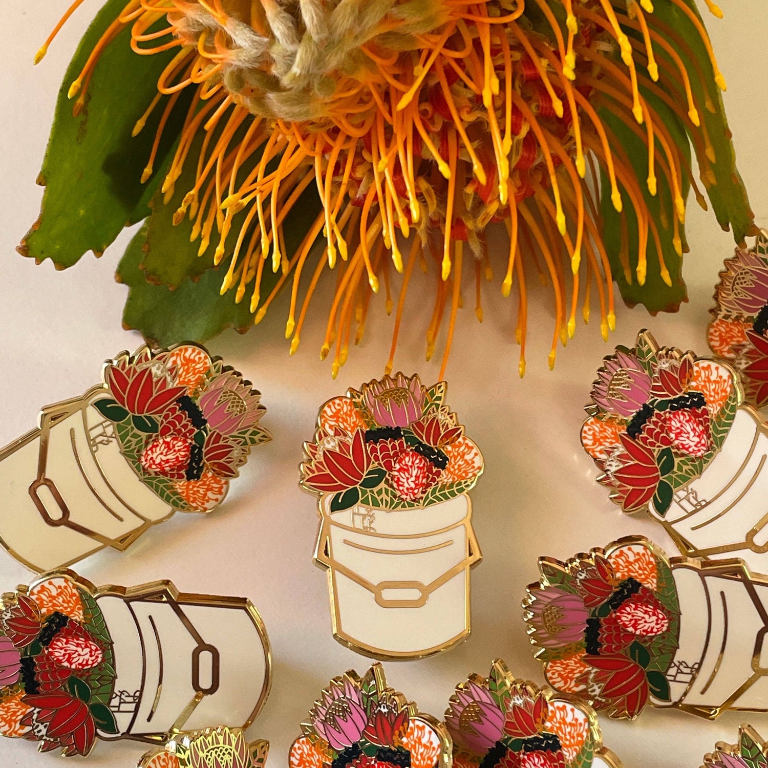 Protea Bucket Enamel Pin