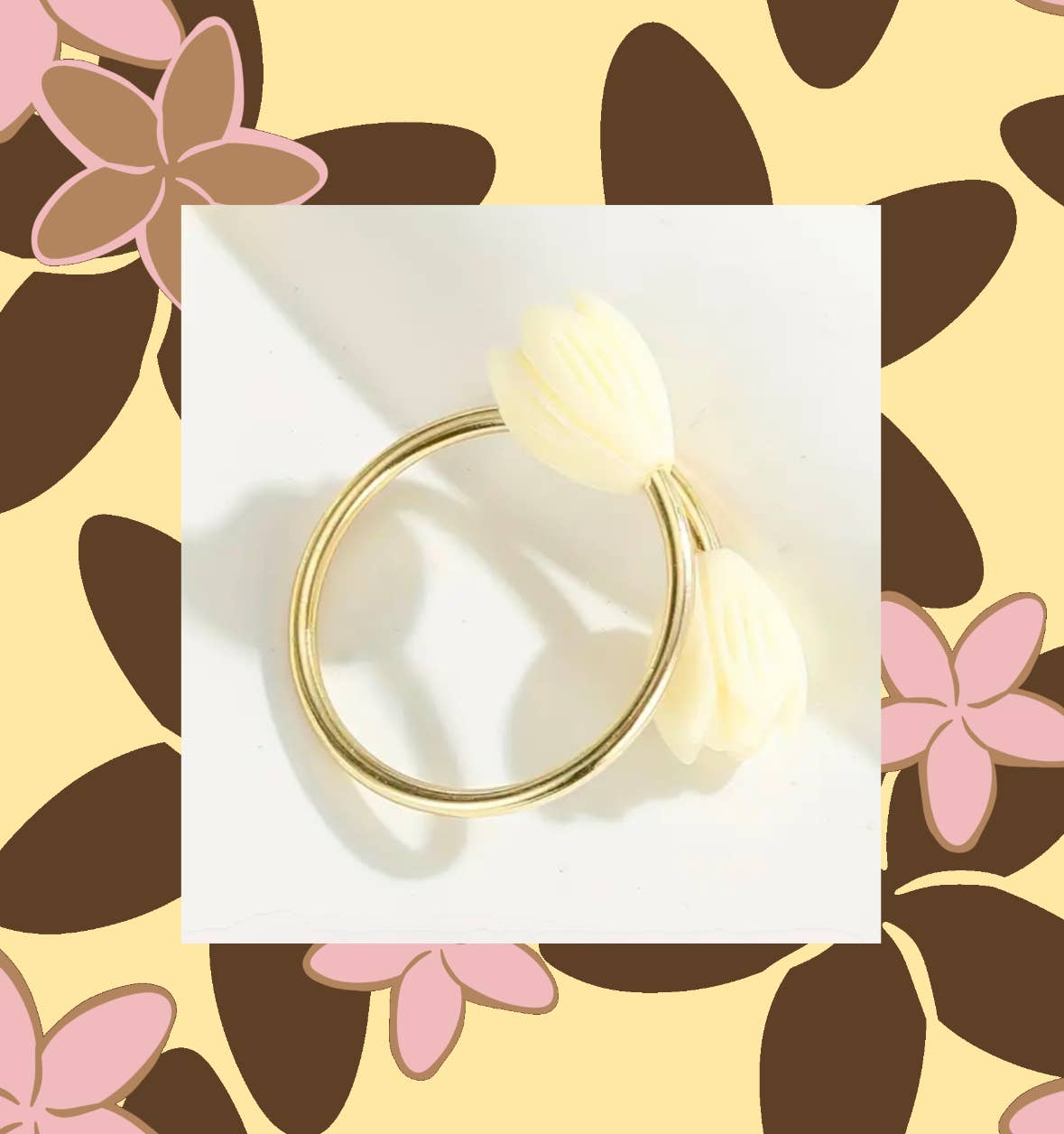 Ivory Double Pikake Gold Ring