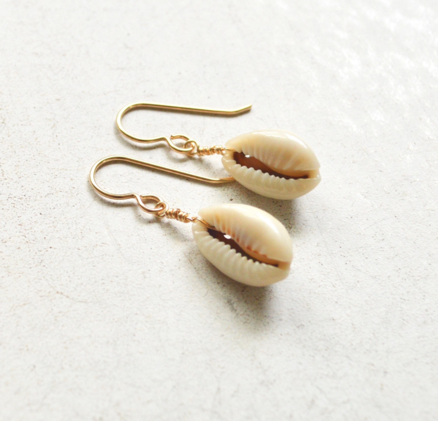 Whole Cowrie Shell Earrings