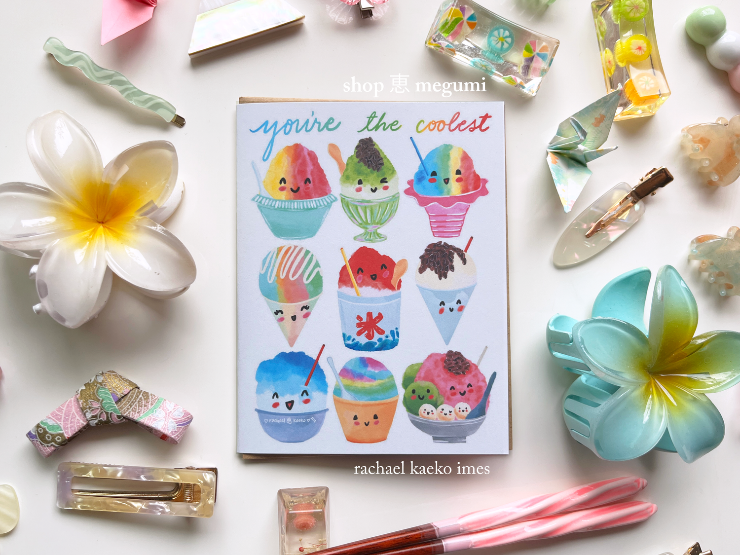 You’re the Coolest - Smiling Shave Ice Greeting Card | Japanese Kakigori Art | Hawaiian Shave Ice Birthday Card | Hawaii Ice Shave Art