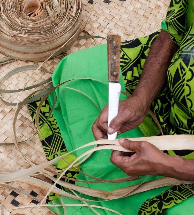 Handwoven Backpack with Handcrafted Leather Handles & Handprinted Straps