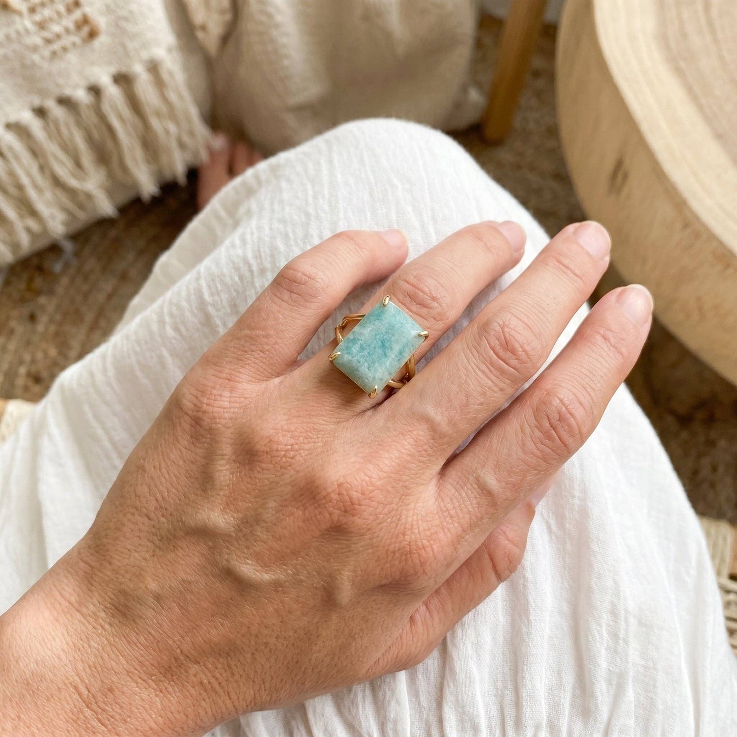 Aqua Glow Amazonite Ring