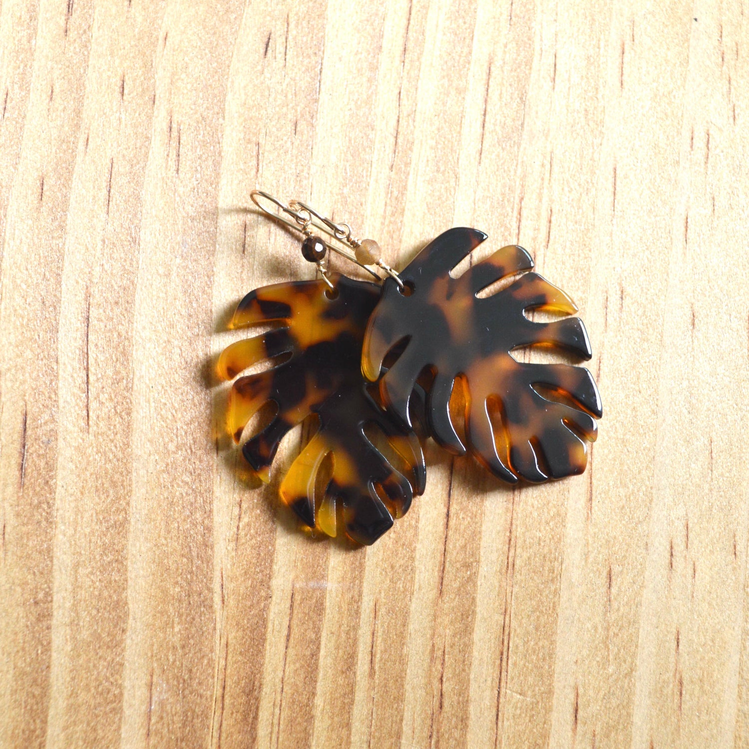 Large Tortoise Monstera Earrings