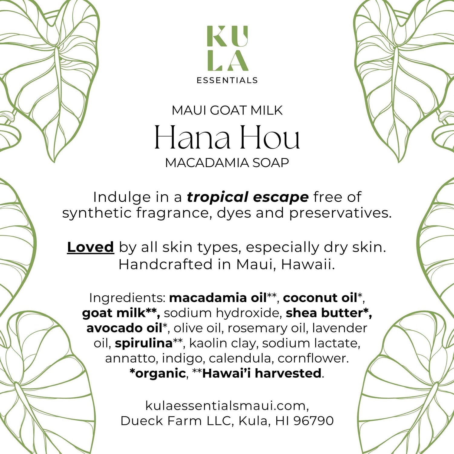 Maui Goat Milk Macadamia Soap - Hana Hou