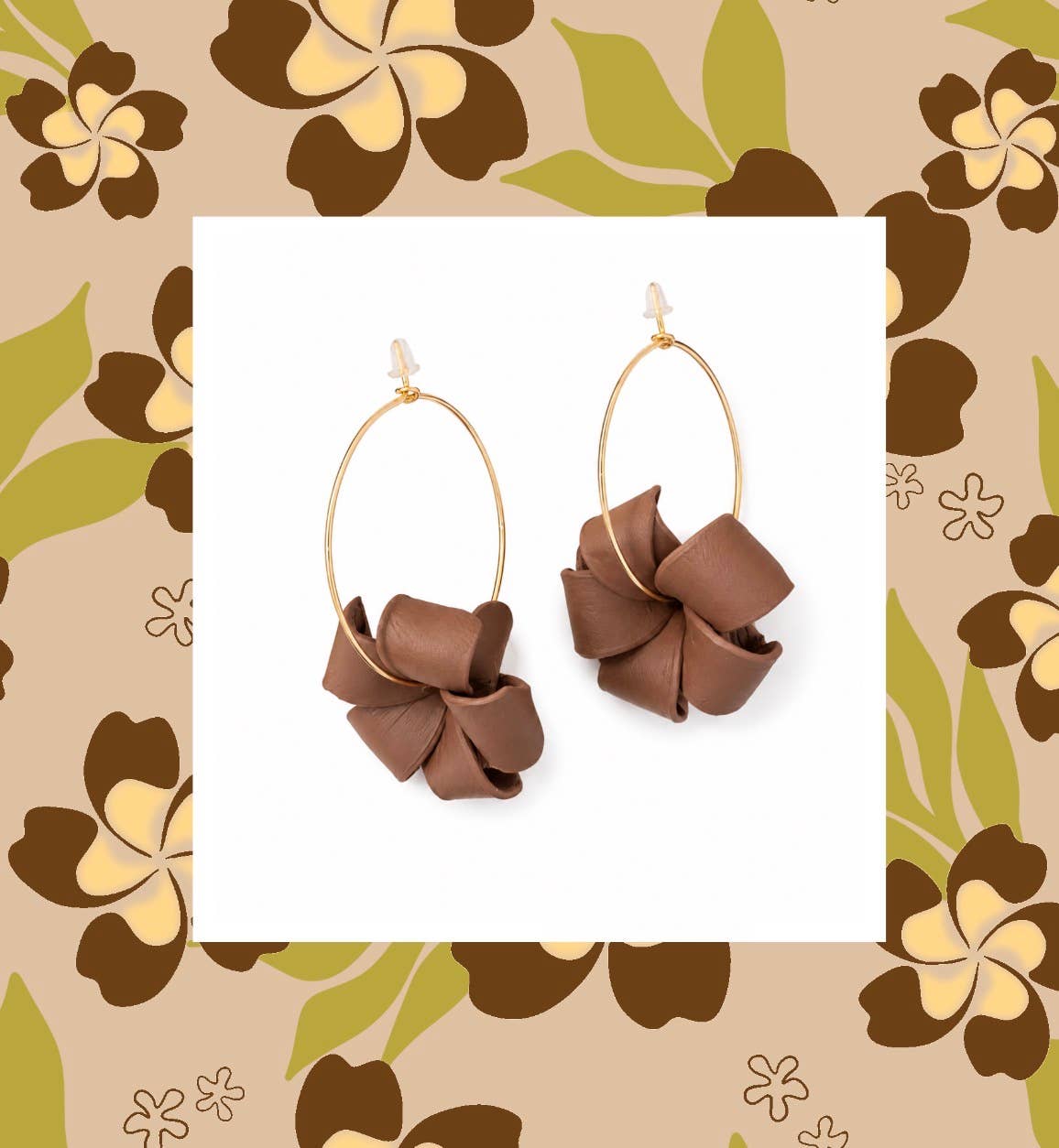 Puakenikeni Clay Earrings in Brown