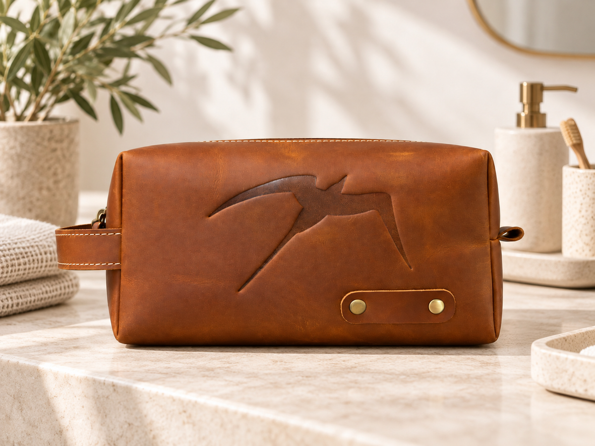COMING SOON! Manu Nui Leather Signature Toiletry Bag