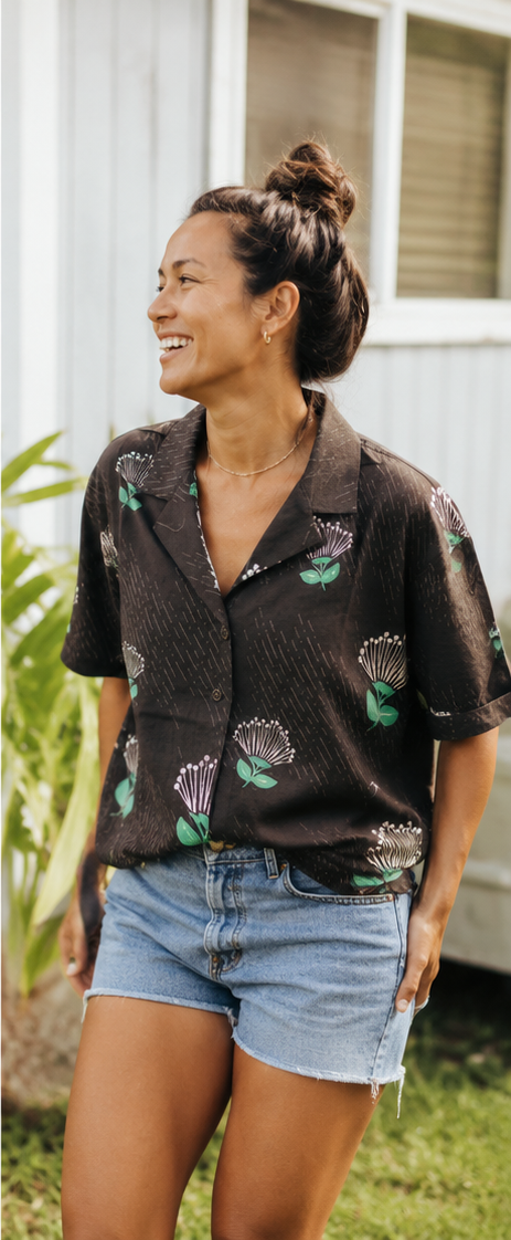 'Ohia Lehua Collection Linen Button Down Short Sleeve