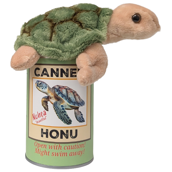 Hawaiian Canned Honu | Stuffed Sea Turtle Plush w/Jokes