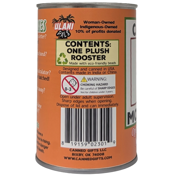 Hawaiian Canned Moa Kane | Stuffed Rooster Plush w/Jokes