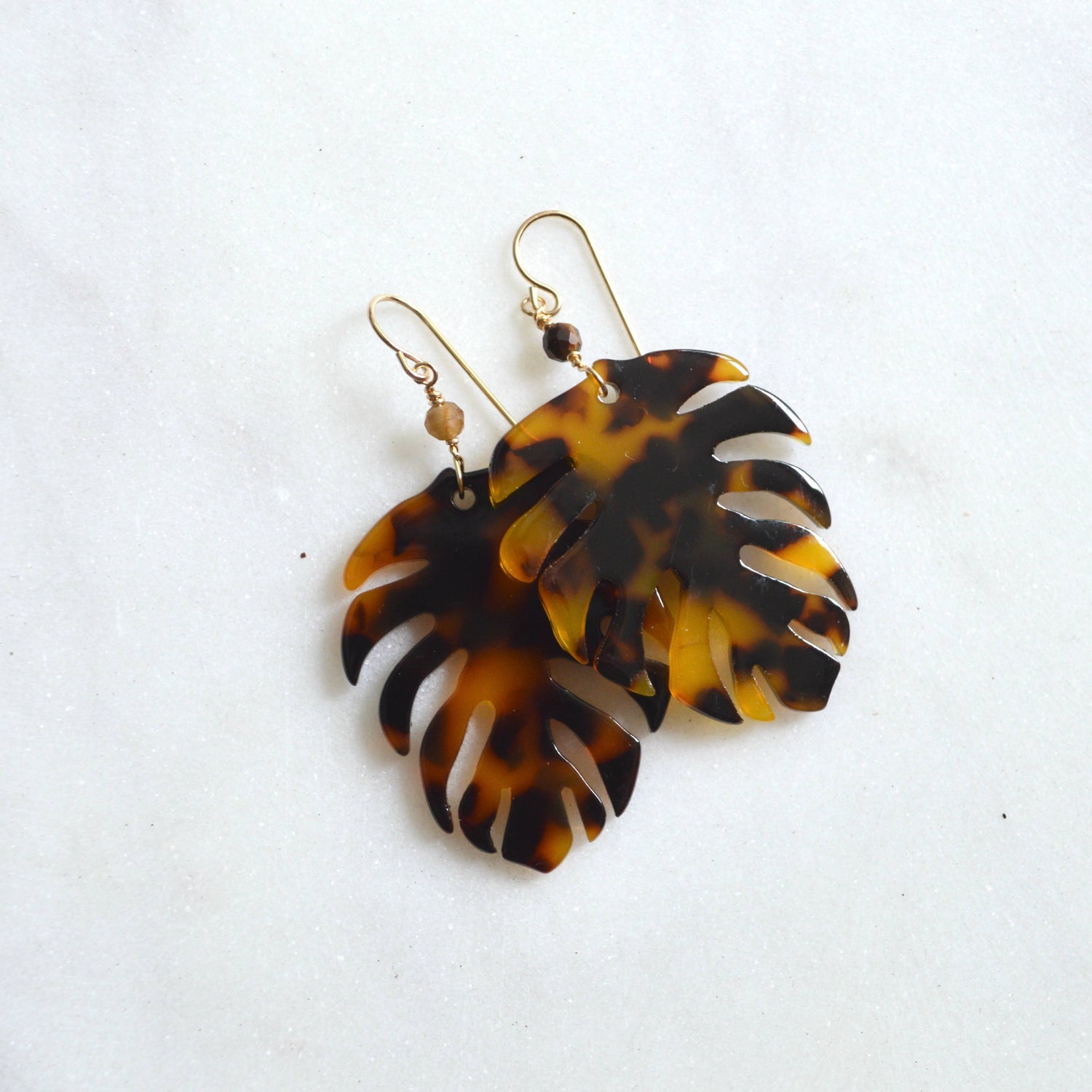 Large Tortoise Monstera Earrings