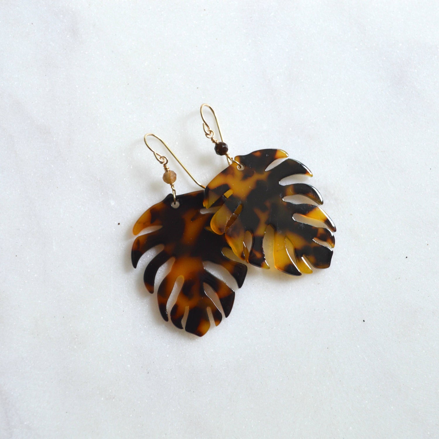 Large Tortoise Monstera Earrings