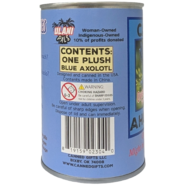 Hawaiian Canned Aholokolo | Stuffed Axolotl Plush w/Jokes