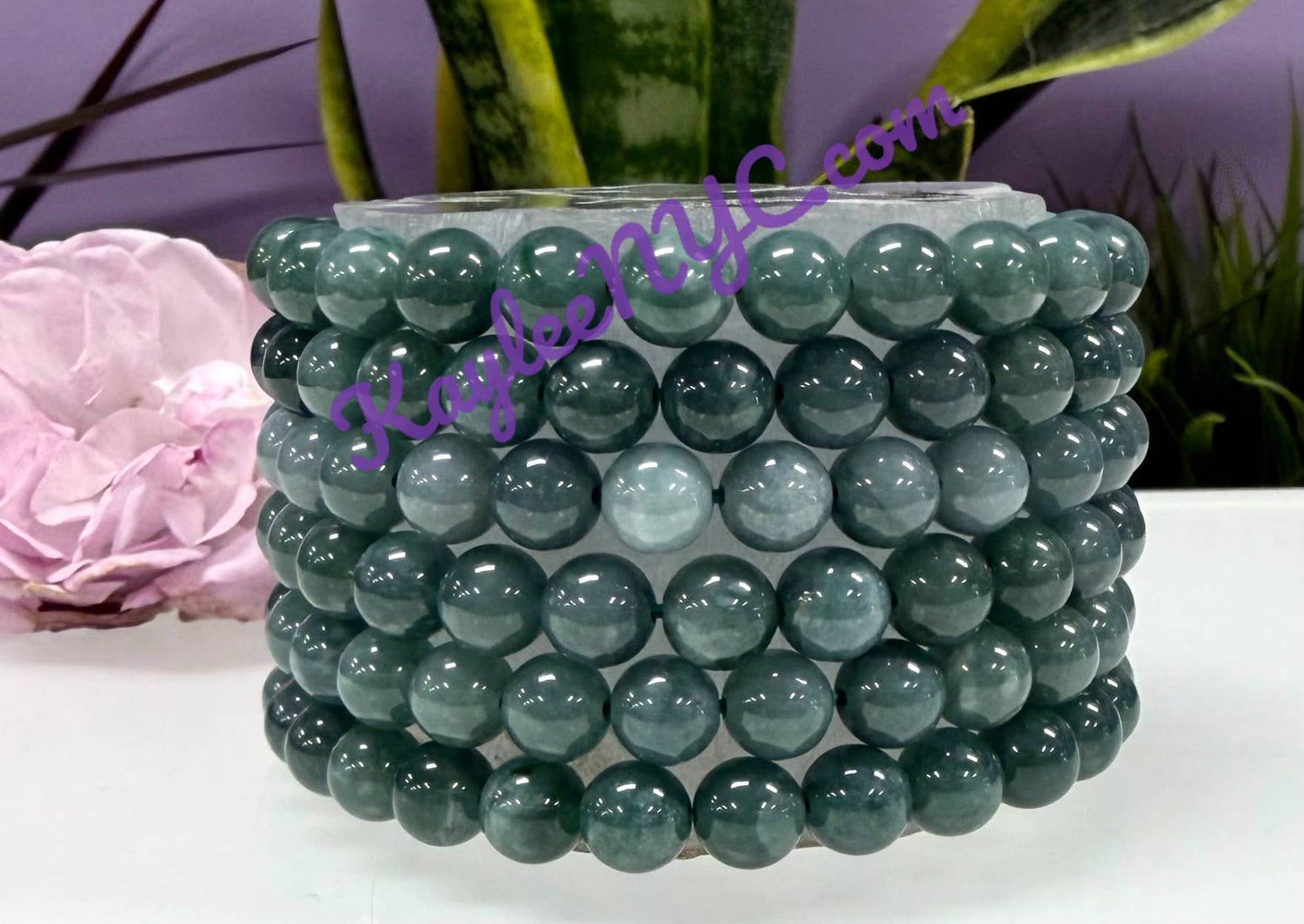 8mm Natural Jade Jadeite Crystal Healing Stretch Bracelet