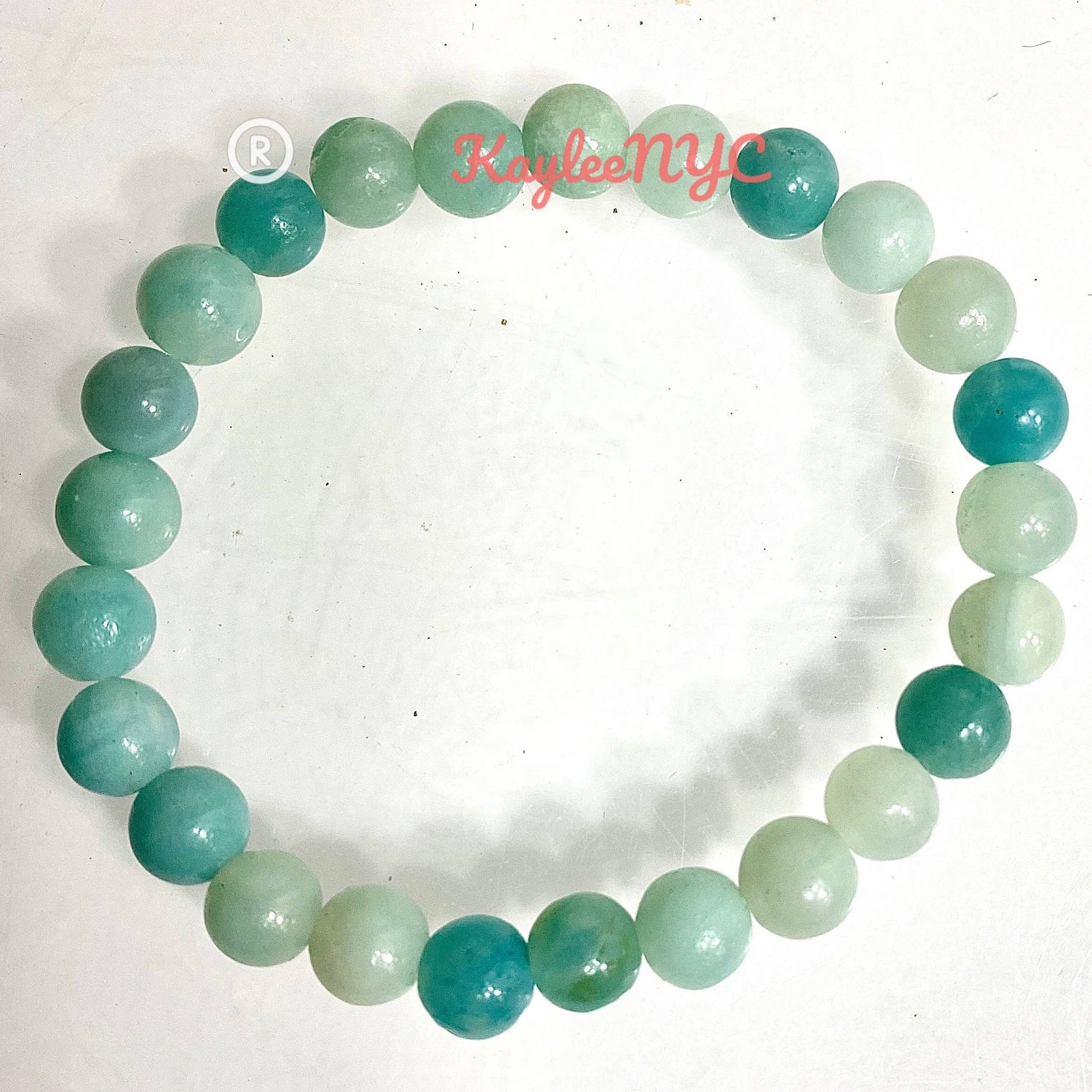 Natural Amazonite Crystal Healing Stretch Bracelets, 8 mm