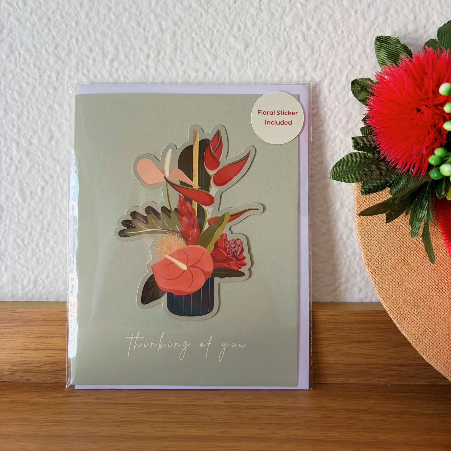 Thinking of Your Floral Sticker Greeting Card