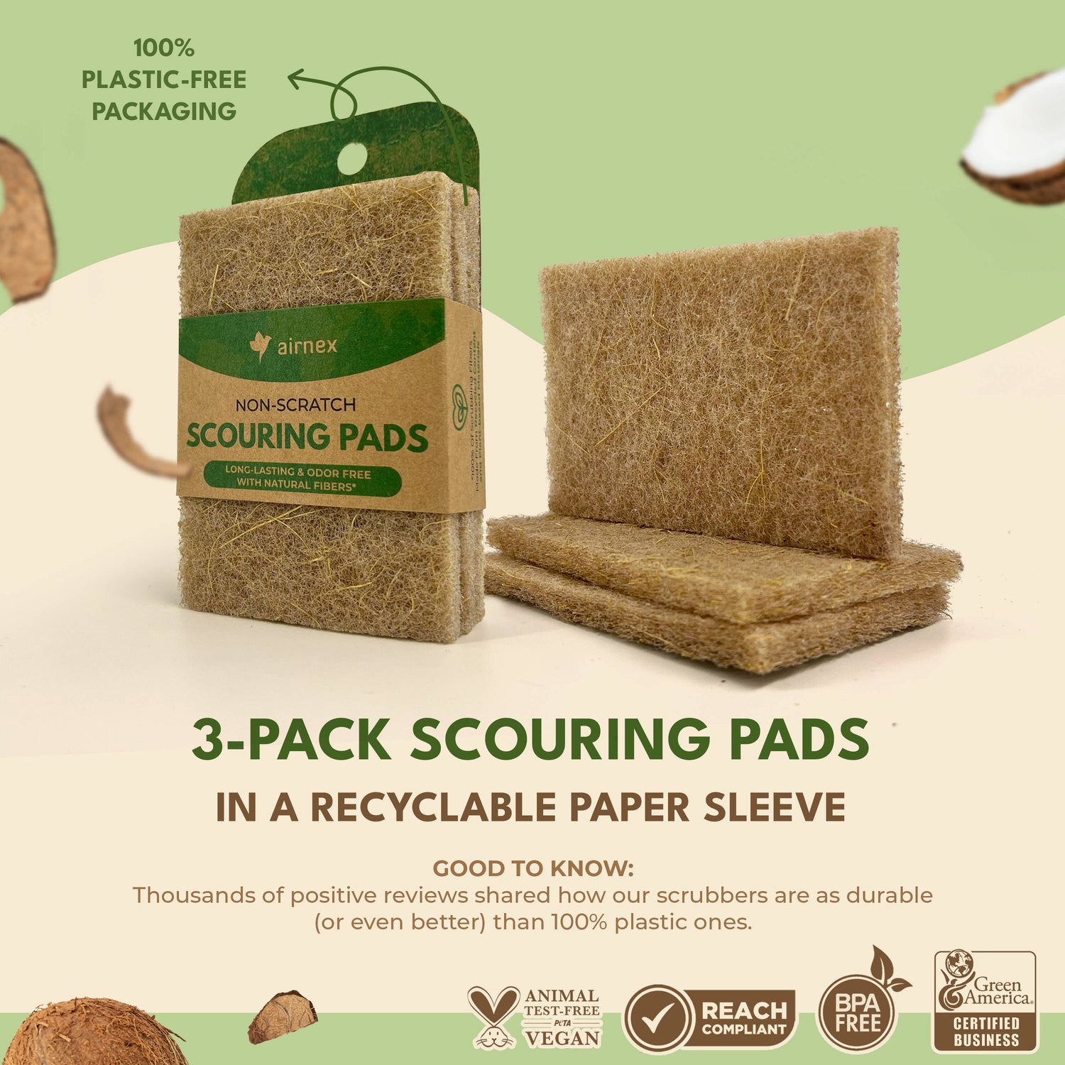 Eco-friendly Scouring Pad - 3 Pack Coconut Scourer