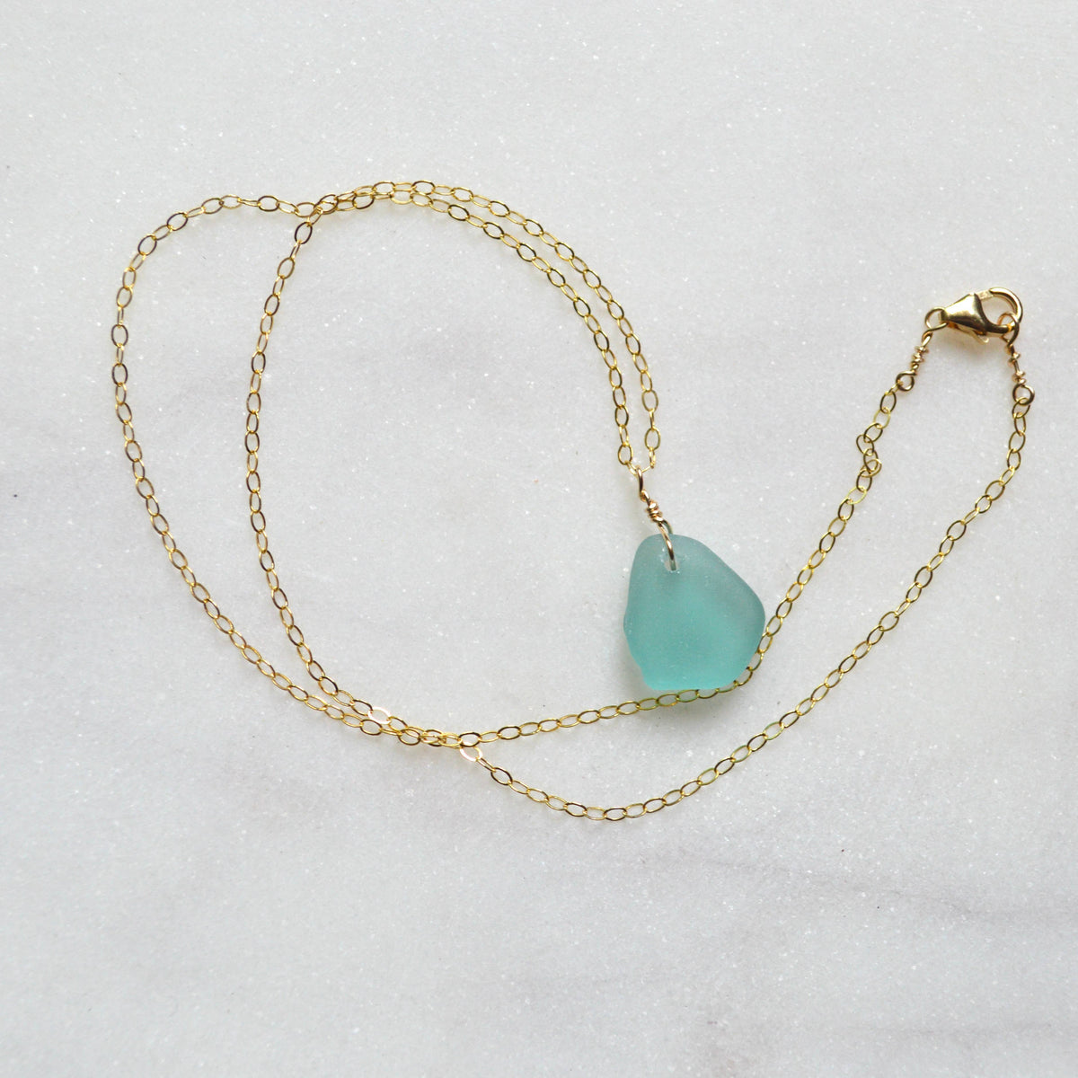 Mini Aqua Sea Glass Necklace