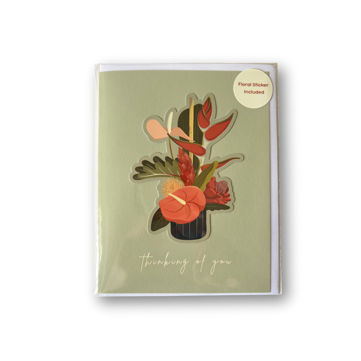 Thinking of Your Floral Sticker Greeting Card