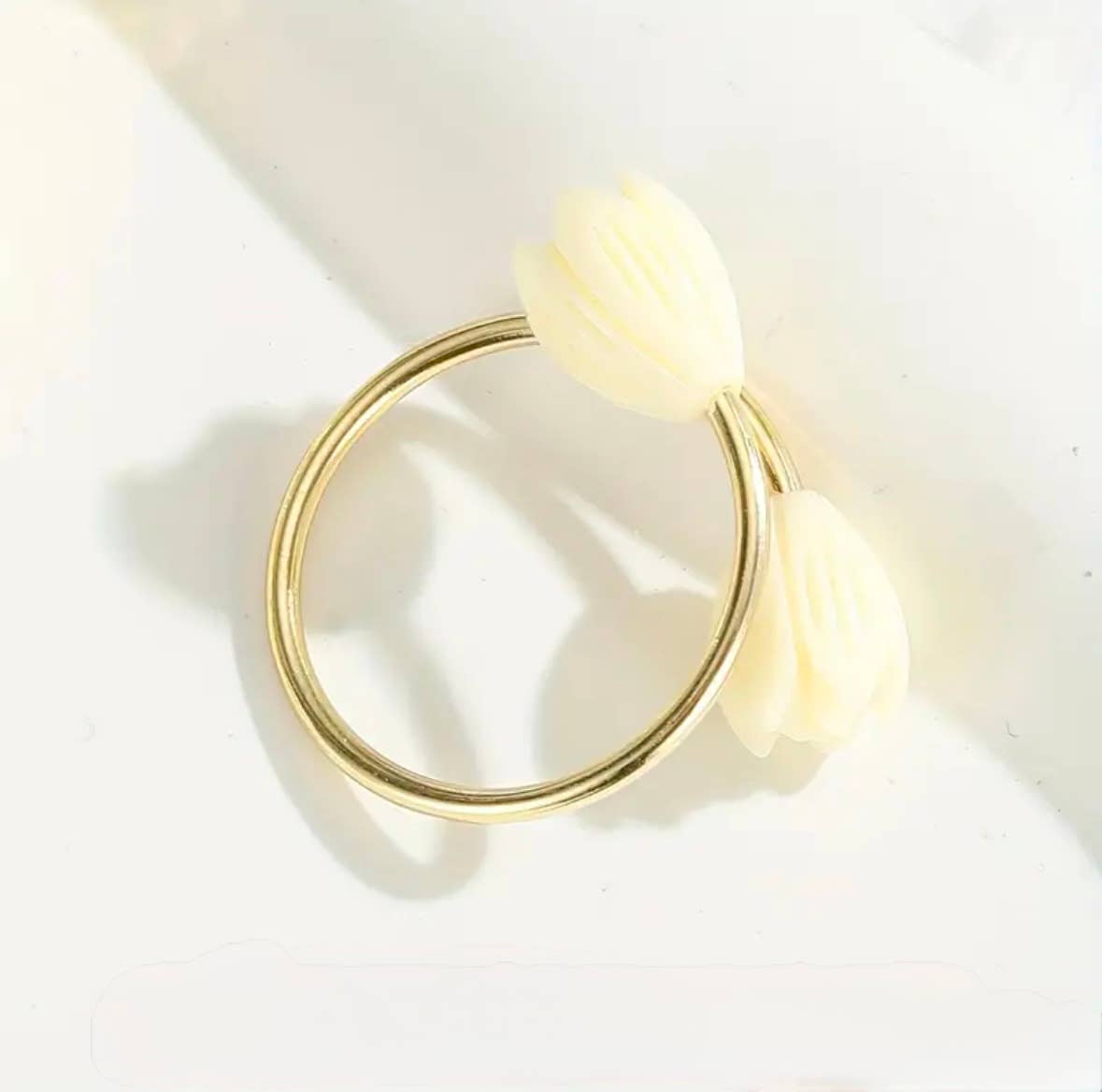 Ivory Double Pikake Gold Ring