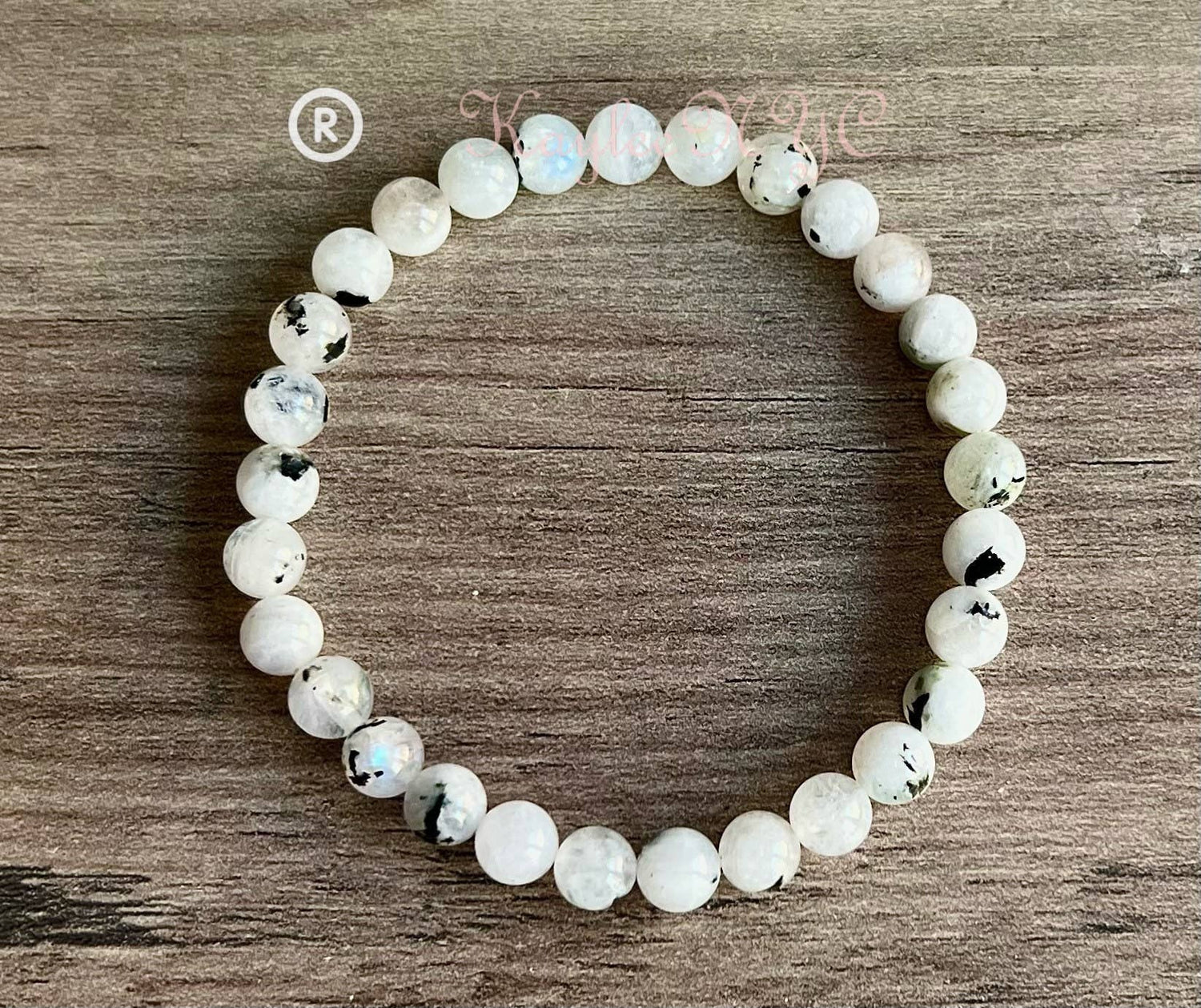 6mm Natural Rainbow Moonstone Crystal Stretch Bracelet 7.5