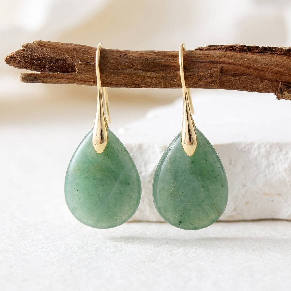 Emerald Glow Aventurine Drop Earrings