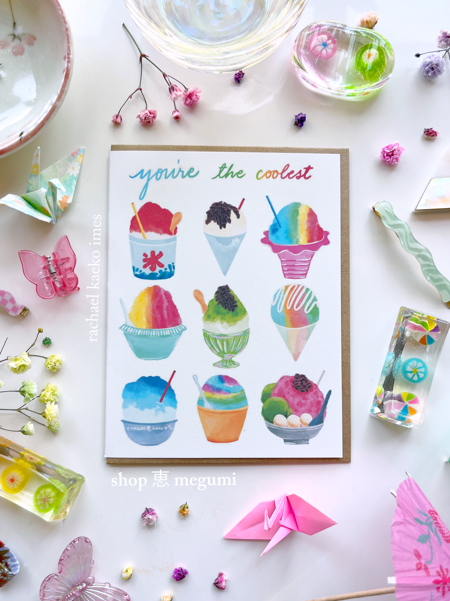 You’re the Coolest - Shave Ice Greeting Card | Kakigori Illustration | Hawaiian Greeting Card