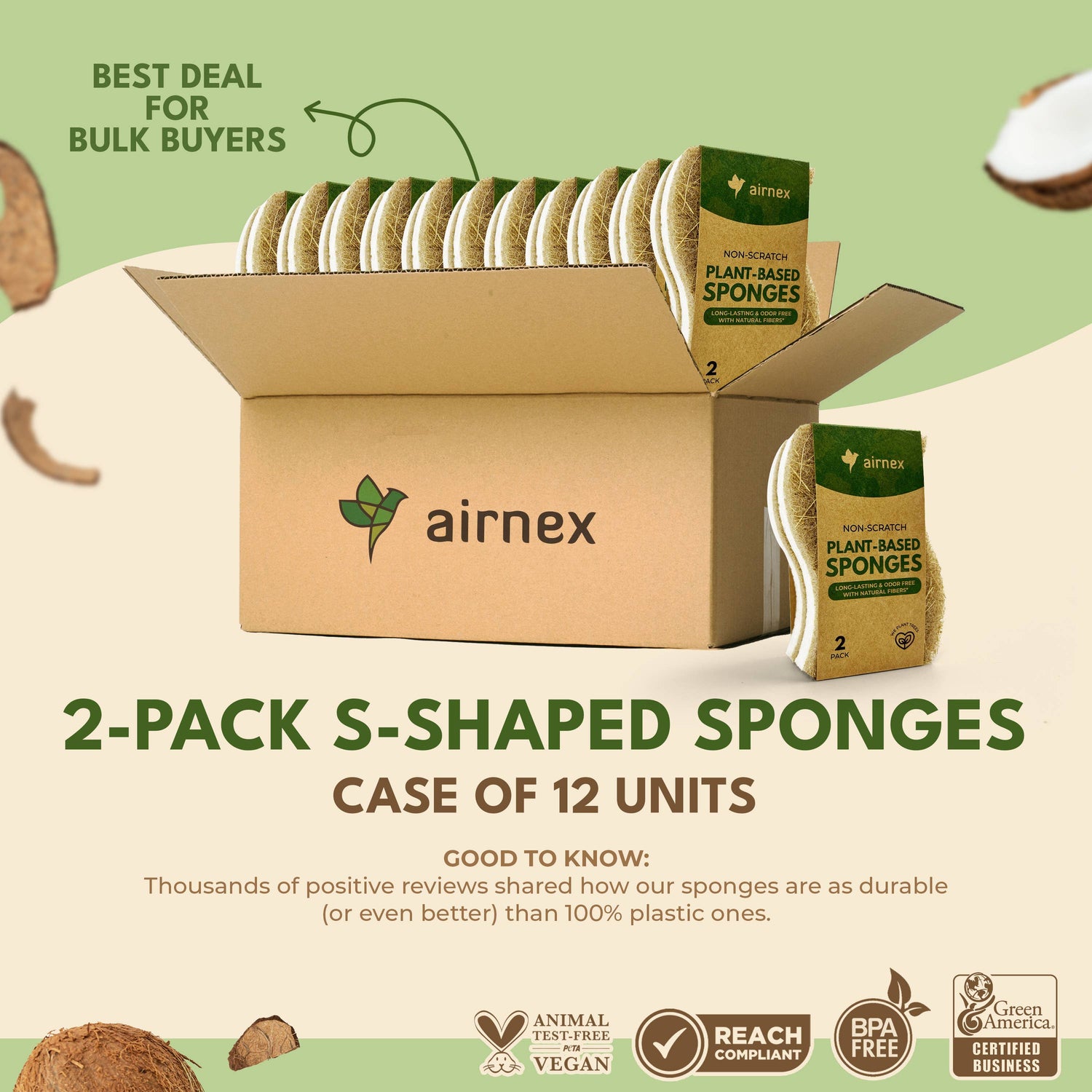 Eco Friendly Sponges for Cleaning - 2 Pack Dish Sponges