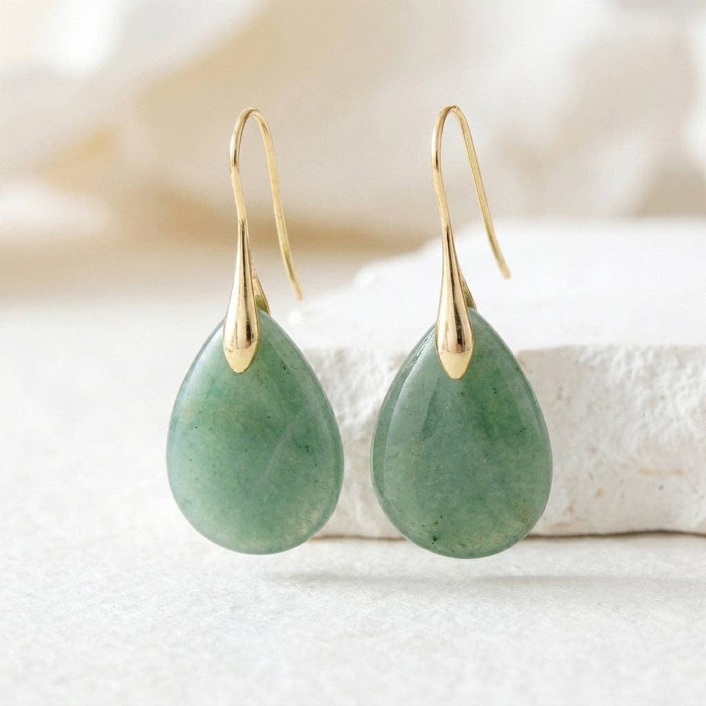 Emerald Glow Aventurine Drop Earrings