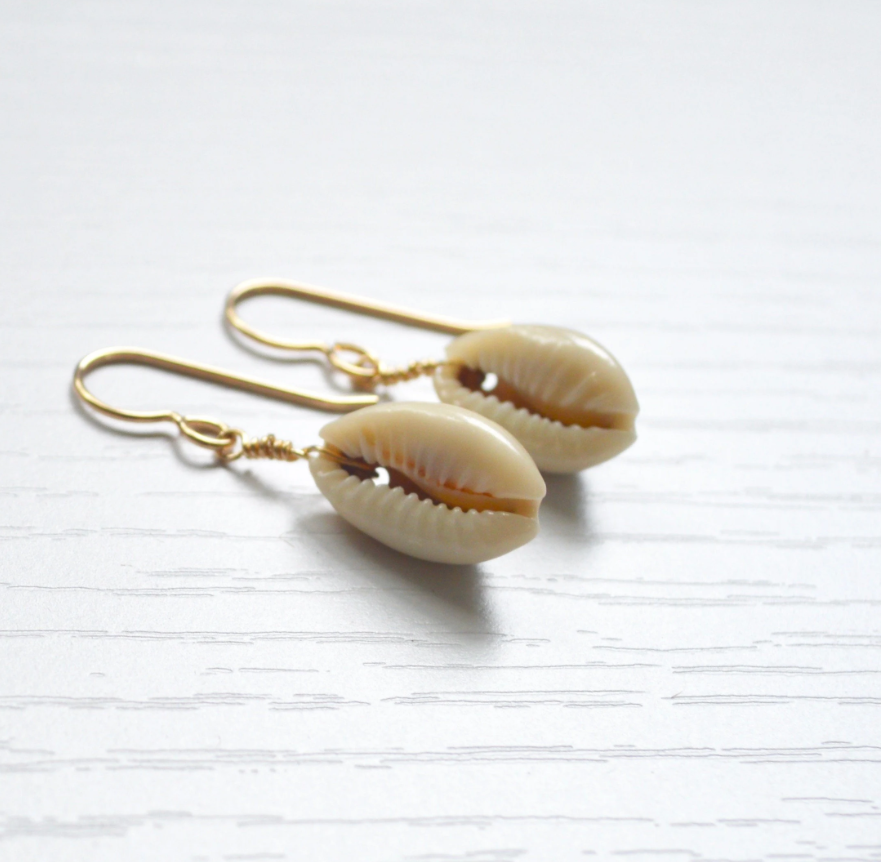 Whole Cowrie Shell Earrings