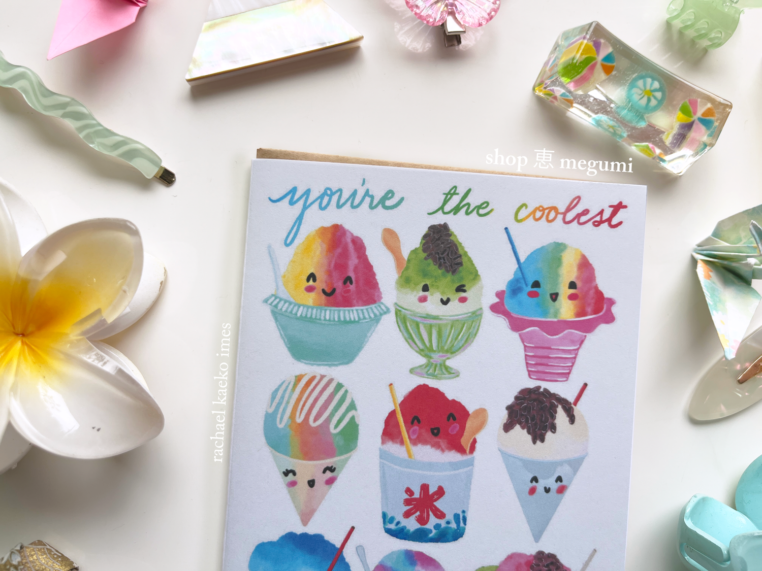 You’re the Coolest - Smiling Shave Ice Greeting Card | Japanese Kakigori Art | Hawaiian Shave Ice Birthday Card | Hawaii Ice Shave Art