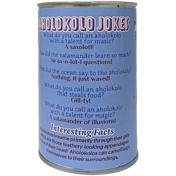 Hawaiian Canned Aholokolo | Stuffed Axolotl Plush w/Jokes