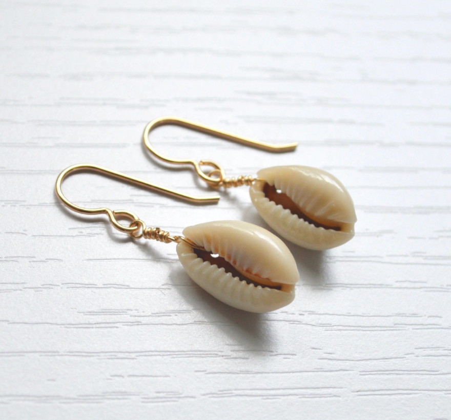 Whole Cowrie Shell Earrings