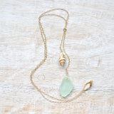 Sea Glass Shell Necklace in gold