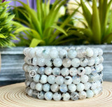 6mm Natural Rainbow Moonstone Crystal Stretch Bracelet 7.5"