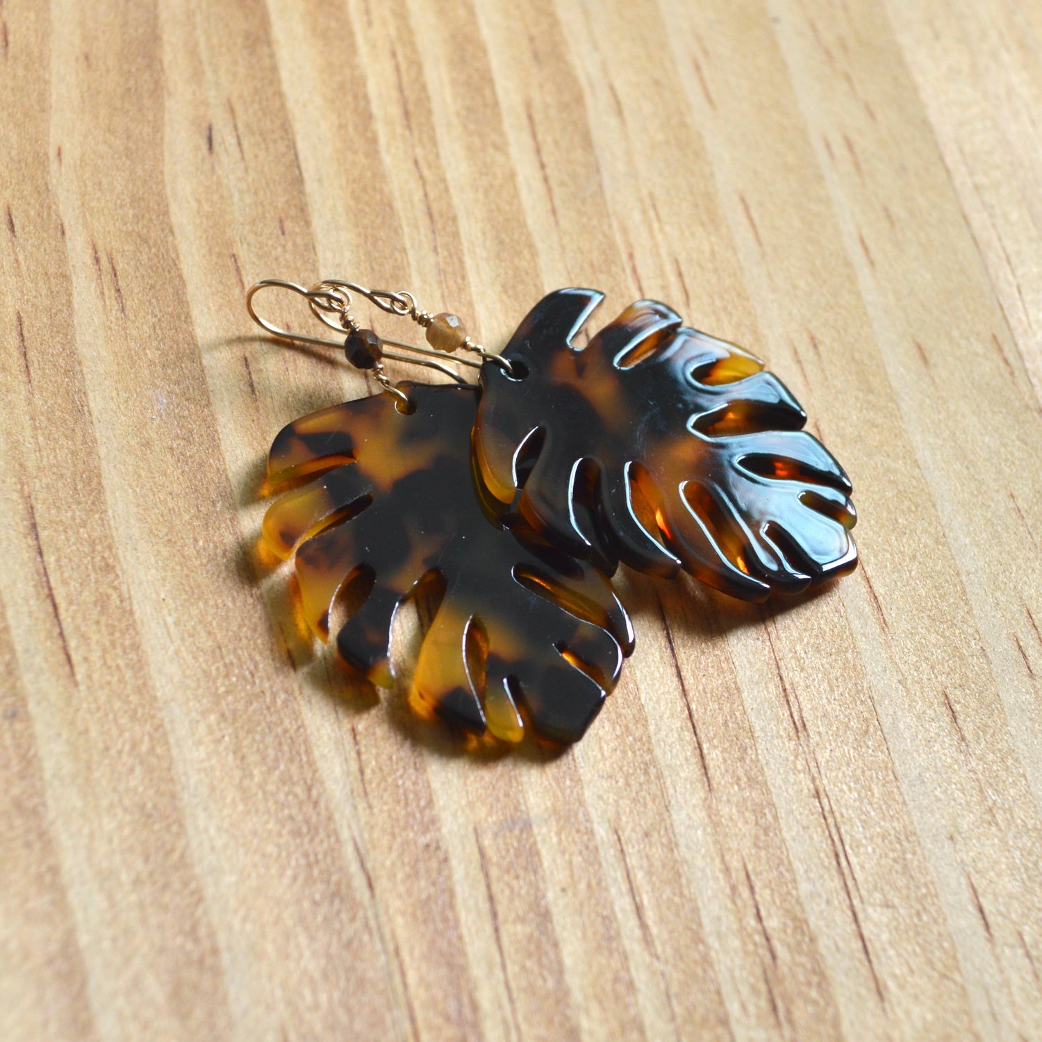Large Tortoise Monstera Earrings