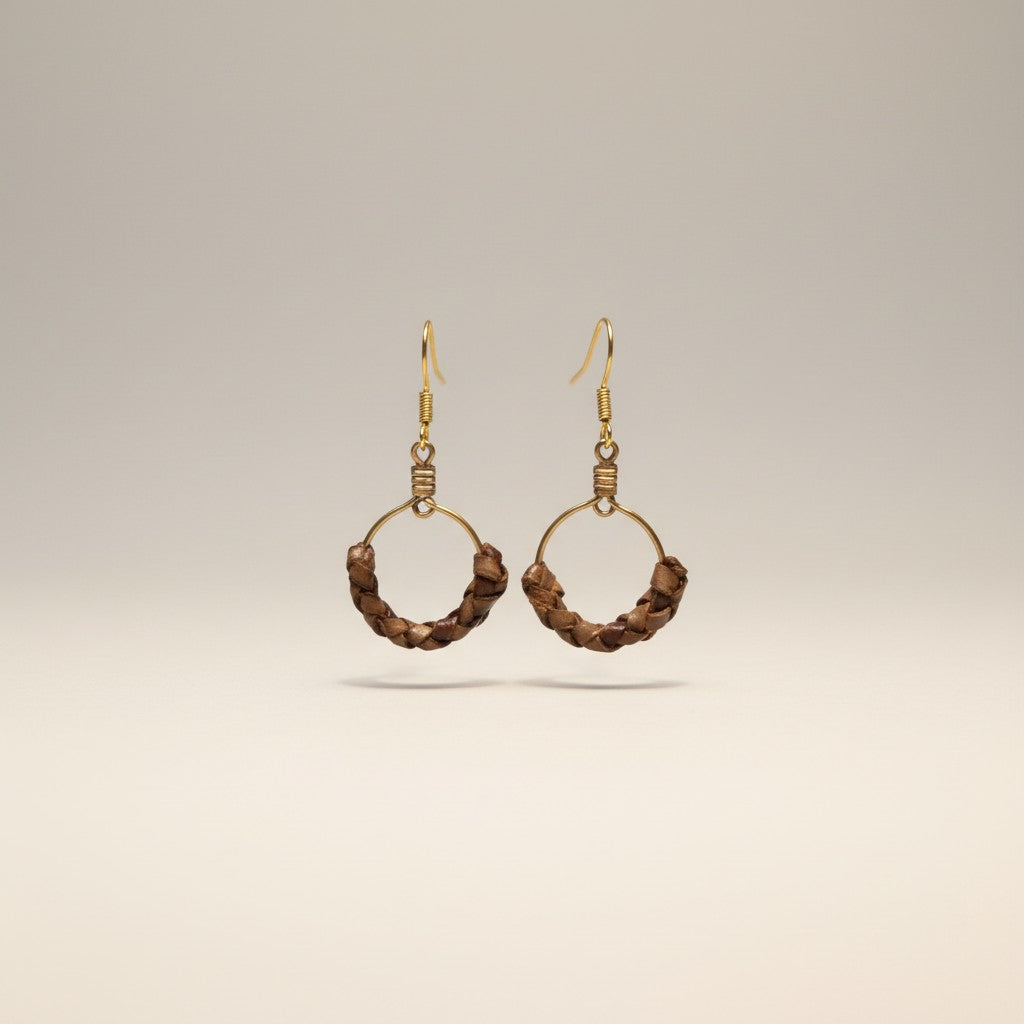 Kahana Small Lauhala Hoop Earrings