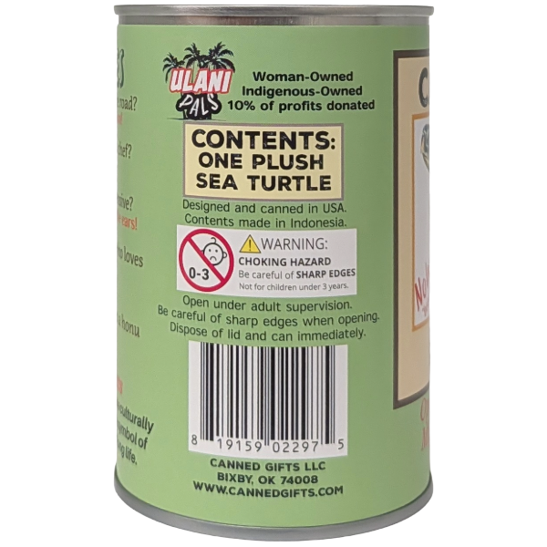 Hawaiian Canned Honu | Stuffed Sea Turtle Plush w/Jokes