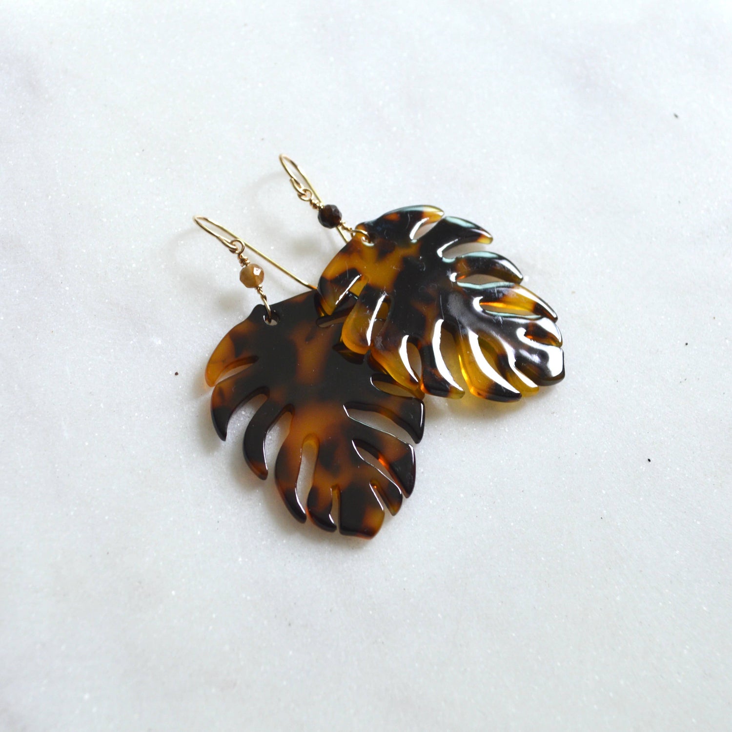 Large Tortoise Monstera Earrings