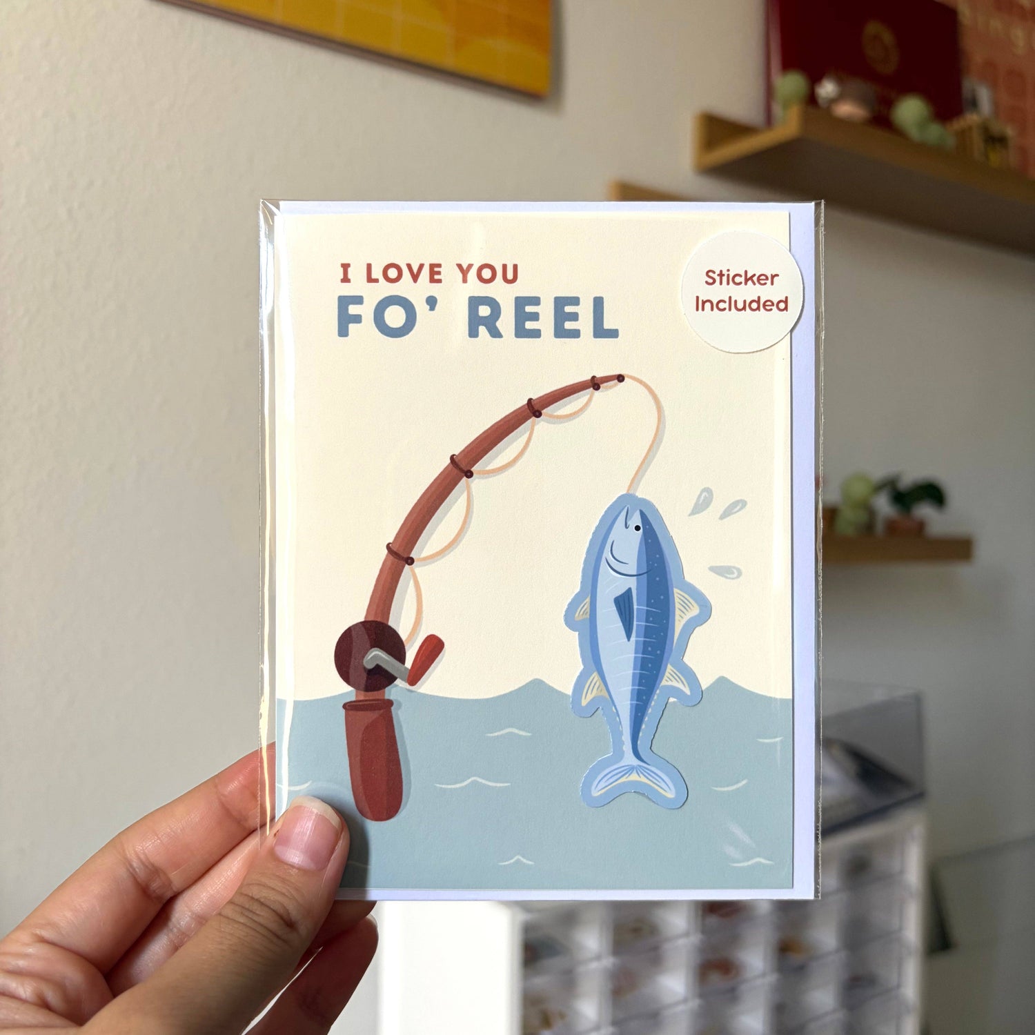 Love You Fo' Reel Sticker Greeting Card