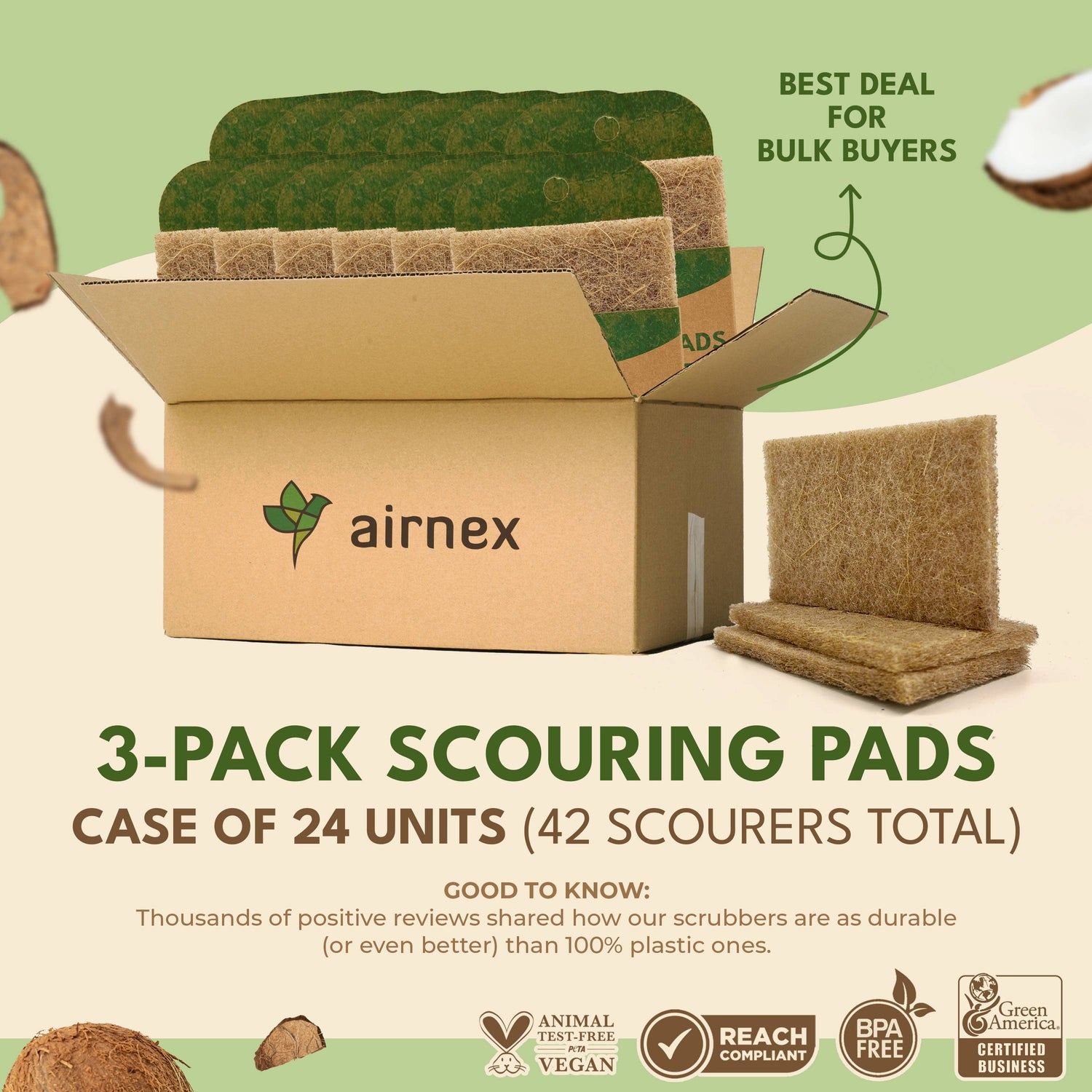 Eco-friendly Scouring Pad - 3 Pack Coconut Scourer