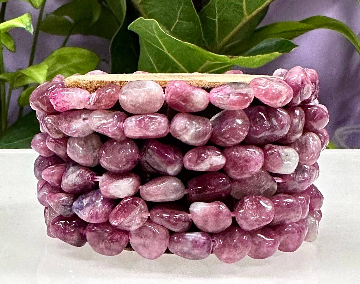 ~8mm Pink Tourmaline Crystal tumble Stretch Bracelet 7.5