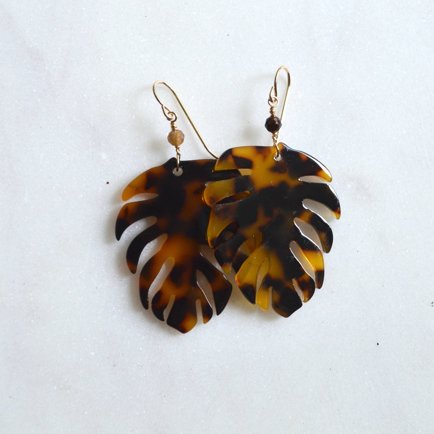 Large Tortoise Monstera Earrings